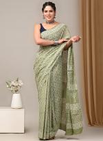 Cotton Green Casual Wear Printed Saree